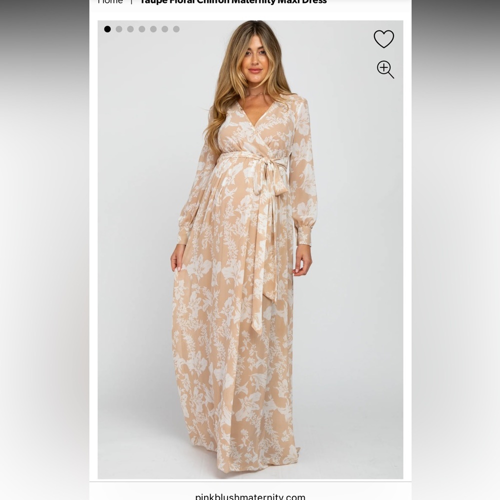 Taupe Floral Chiffon Maternity Maxi Dress
